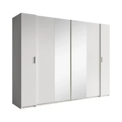 Meubella - Kledingkast Stoke - Wit - 270 cm - Met spiegel