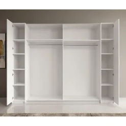 Meubella - Kledingkast Stoke - Wit - 270 cm - Met spiegel