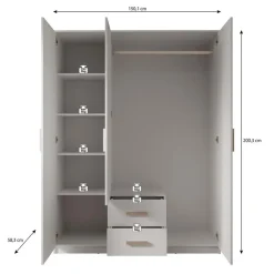 Draaideurkasten-Meubella - Kledingkast Tyko - Wit - 150 cm