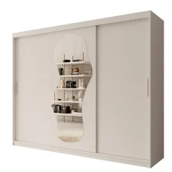 Kledingkasten|Kledingkasten-Meubella - Kledingkast Ulysses - Wit - 250 cm - Met spiegel
