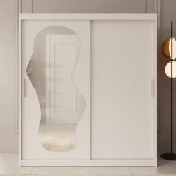 Kledingkasten|Kledingkasten-Meubella - Kledingkast Ulysses - Wit - 180 cm - Met spiegel