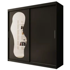 Meubella - Kledingkast Ulysses - Zwart - 200 cm - Met spiegel