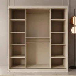 Kledingkasten|Kledingkasten-Meubella - Kledingkast Ulysses - Beige - 180 cm - Met spiegel