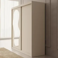 Kledingkasten|Kledingkasten-Meubella - Kledingkast Ulysses - Beige - 180 cm - Met spiegel