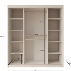 Kledingkasten|Kledingkasten-Meubella - Kledingkast Ulysses - Beige - 180 cm - Met spiegel