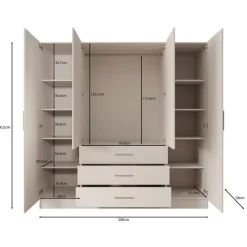 Draaideurkasten-Meubella - Komodo - Kledingkast met 4 deuren - Wit - 200x61x201 cm