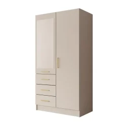 Draaideurkasten-Meubella - Komodo - Kledingkast met 2 deuren - Beige - 101x61x201 cm