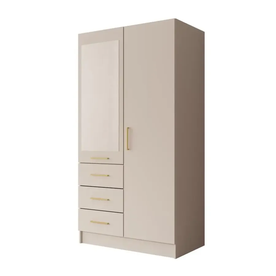 Draaideurkasten-Meubella - Komodo - Kledingkast met 2 deuren - Beige - 101x61x201 cm