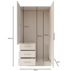 Draaideurkasten-Meubella - Komodo - Kledingkast met 2 deuren - Beige - 101x61x201 cm