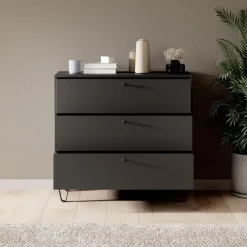 Ladekasten|Ladekasten-Meubella - Ladekast Apula - Antraciet - 84 cm