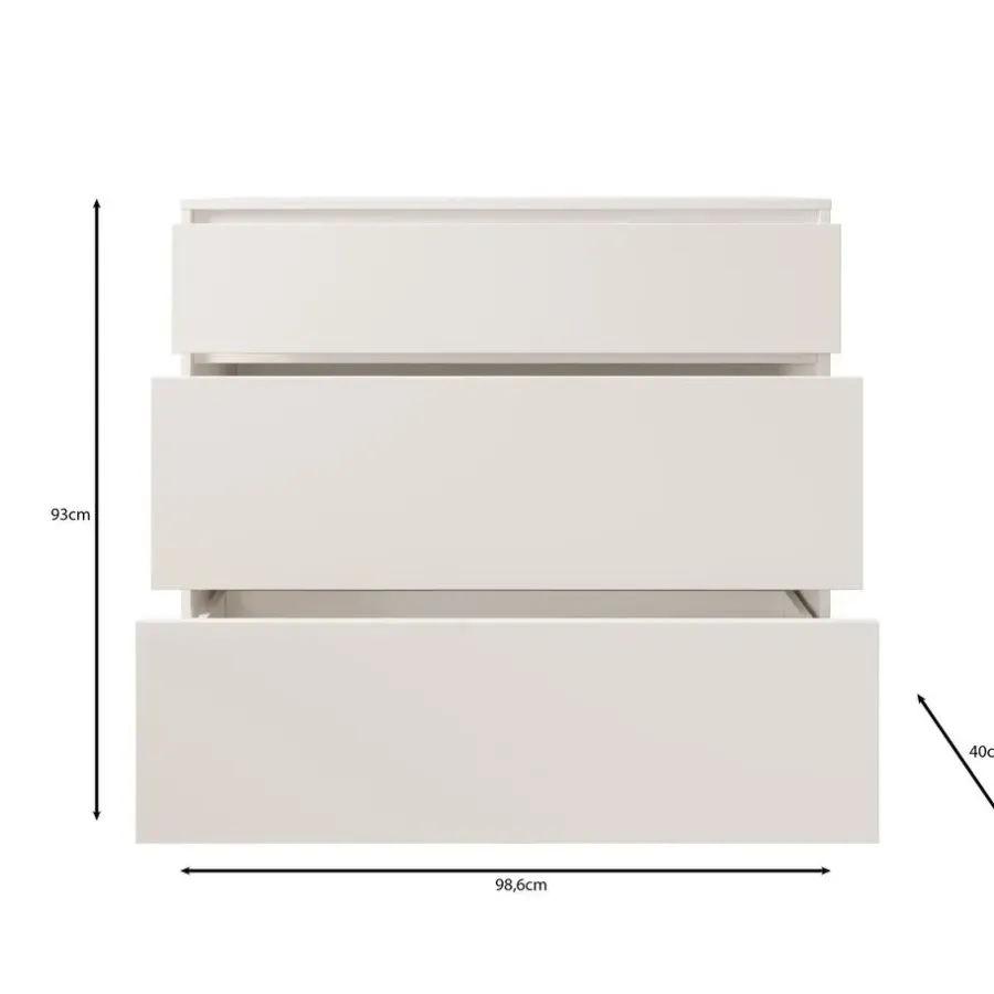 Meubella - Ladekast Brett - Wit - 99 cm