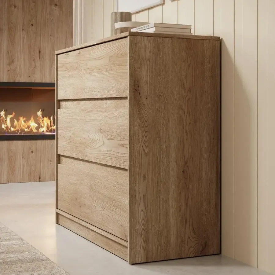 Ladekasten|Ladekasten-Meubella - Ladekast Cuarto - Eiken - 91 cm