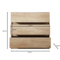 Ladekasten|Ladekasten-Meubella - Ladekast Cuarto - Eiken - 91 cm