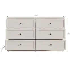 Meubella - Ladekast Leroy - Wit eiken - 146 cm