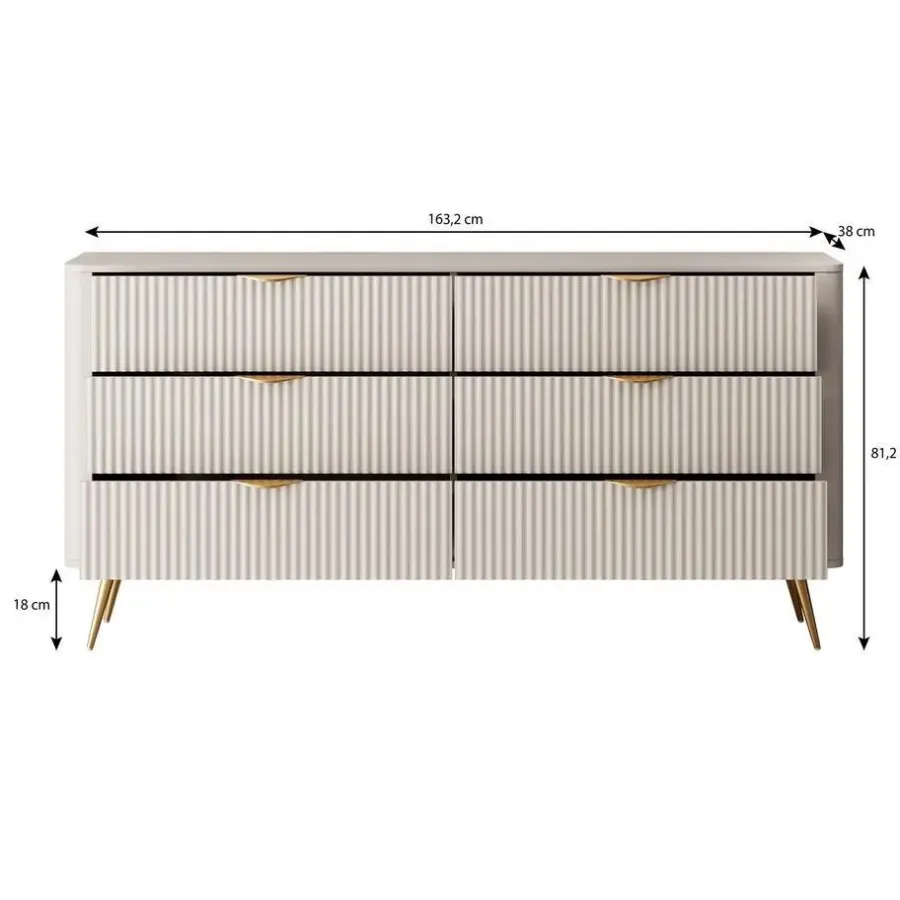 Meubella - Ladekast Lima - Zwart - 163 cm