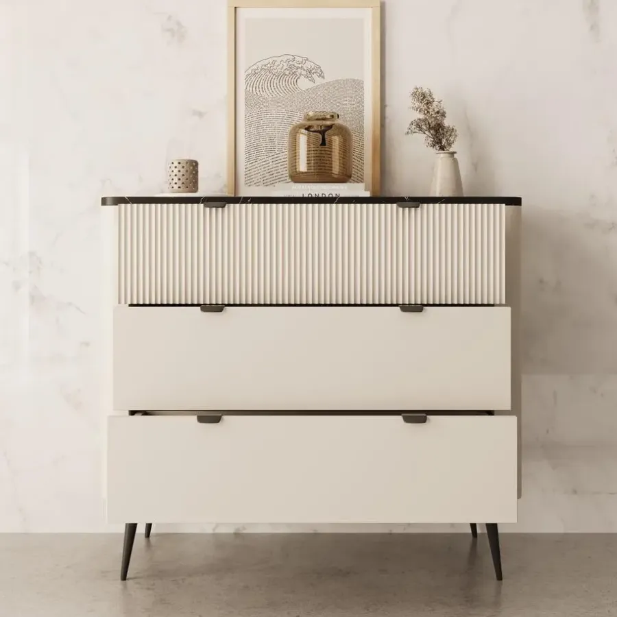 Ladekasten|Ladekasten-Meubella - Ladekast Mace - Beige - 90 cm