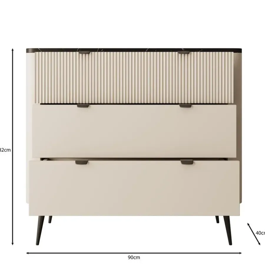 Ladekasten|Ladekasten-Meubella - Ladekast Mace - Beige - 90 cm