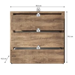 Meubella - Ladekast Monaco - Eiken - 90 cm