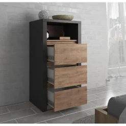 Ladekasten|Ladekasten-Meubella - Ladekast Monaco - Eiken - Grijs - 50 cm