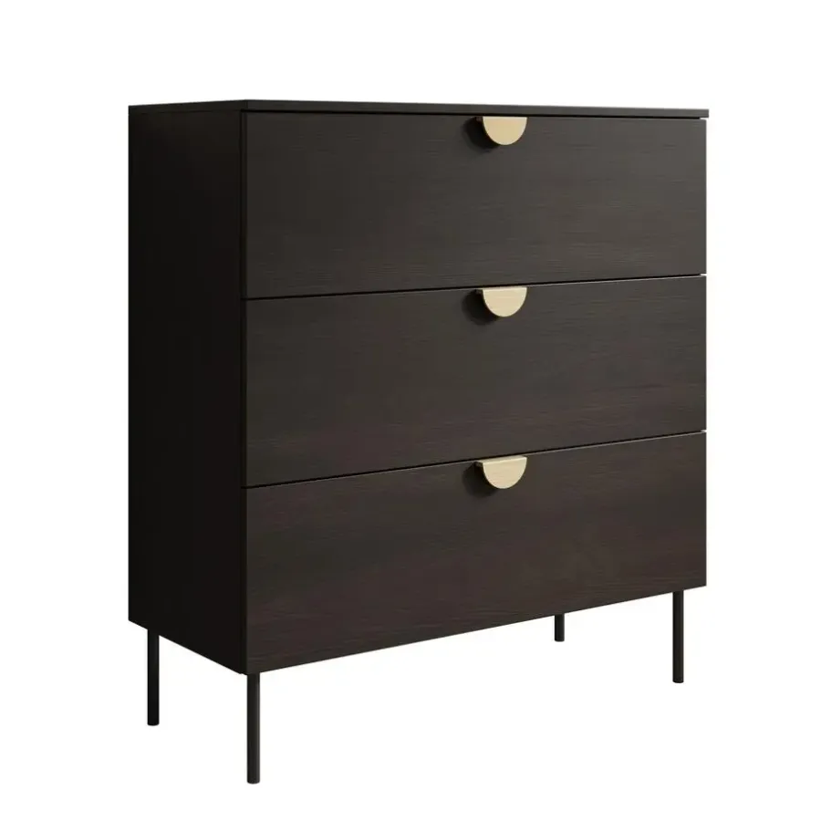 Meubella - Ladekast Monor - Zwart eiken - 100 cm