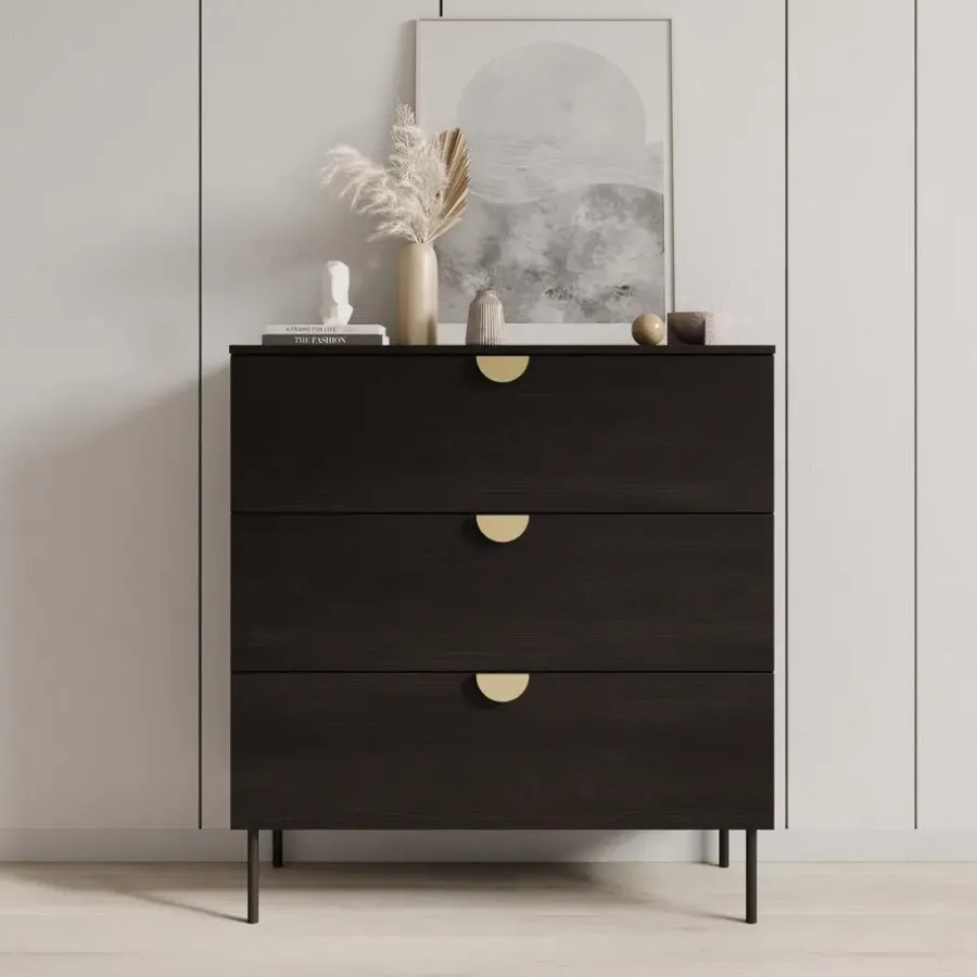 Meubella - Ladekast Monor - Zwart eiken - 100 cm