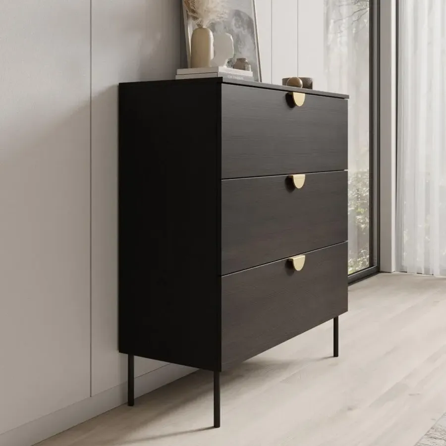 Meubella - Ladekast Monor - Zwart eiken - 100 cm