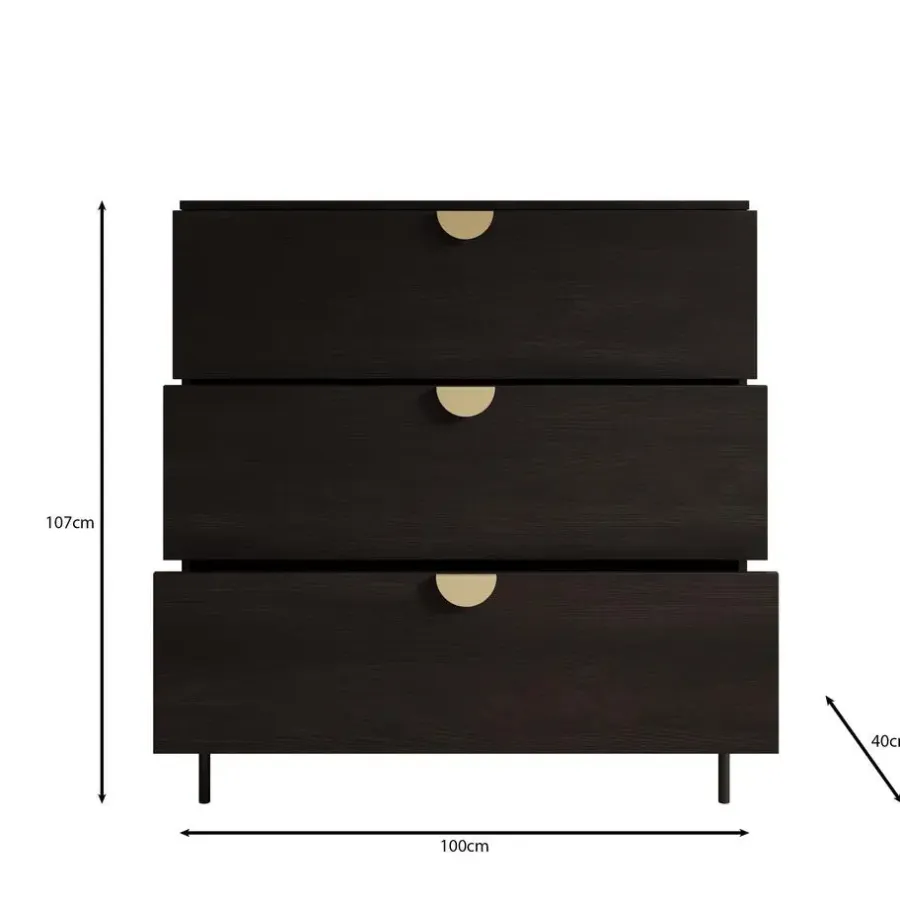 Meubella - Ladekast Monor - Zwart eiken - 100 cm