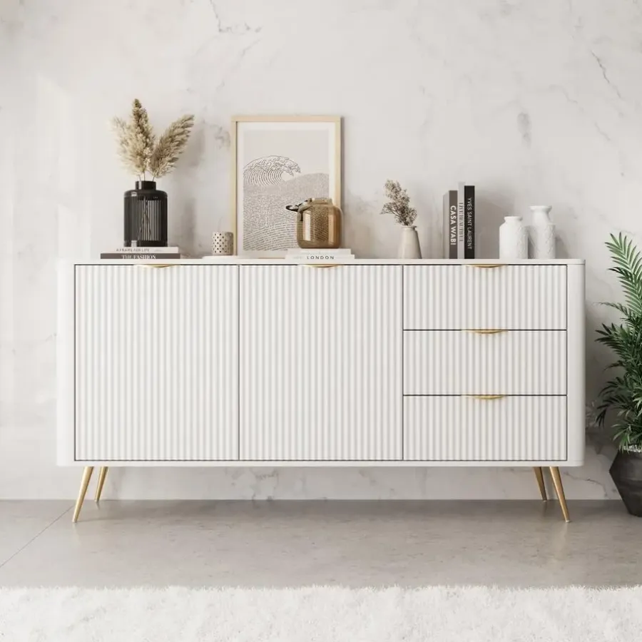 Dressoirs-Meubella - Lima - Dressoir - Wit - 163 cm