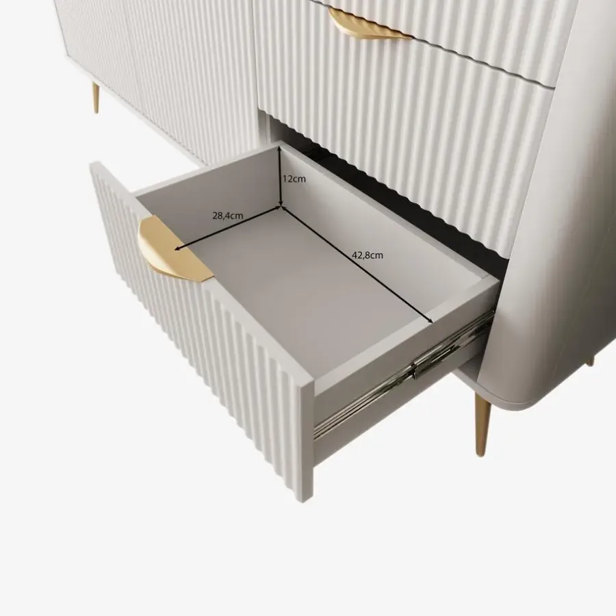 Dressoirs-Meubella - Lima - Dressoir - Wit - 163 cm