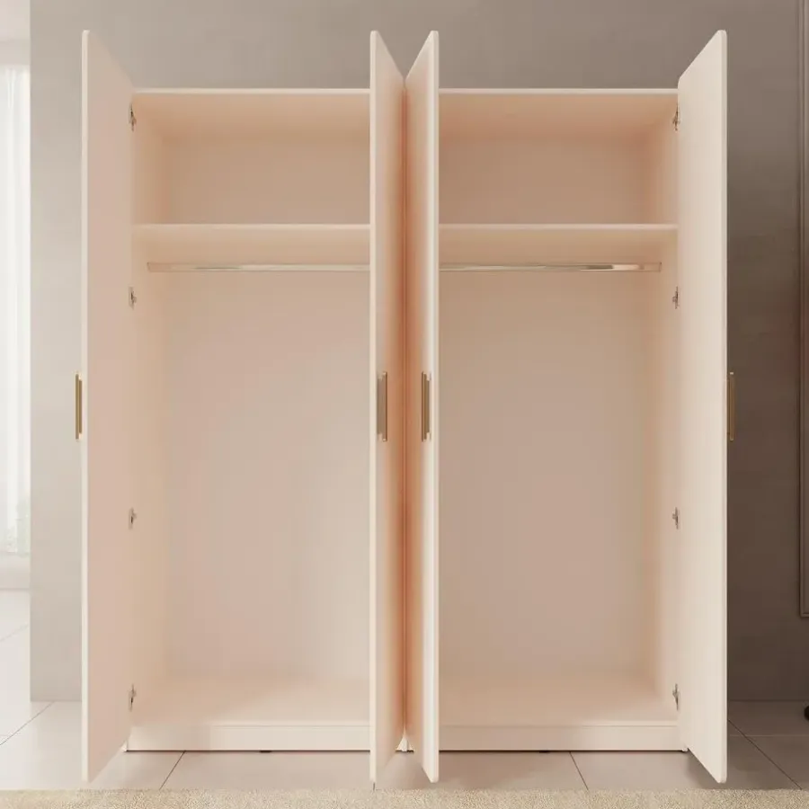 Meubella - Luzon - Kledingkast 4 deurs - Beige - 179x58x210 cm