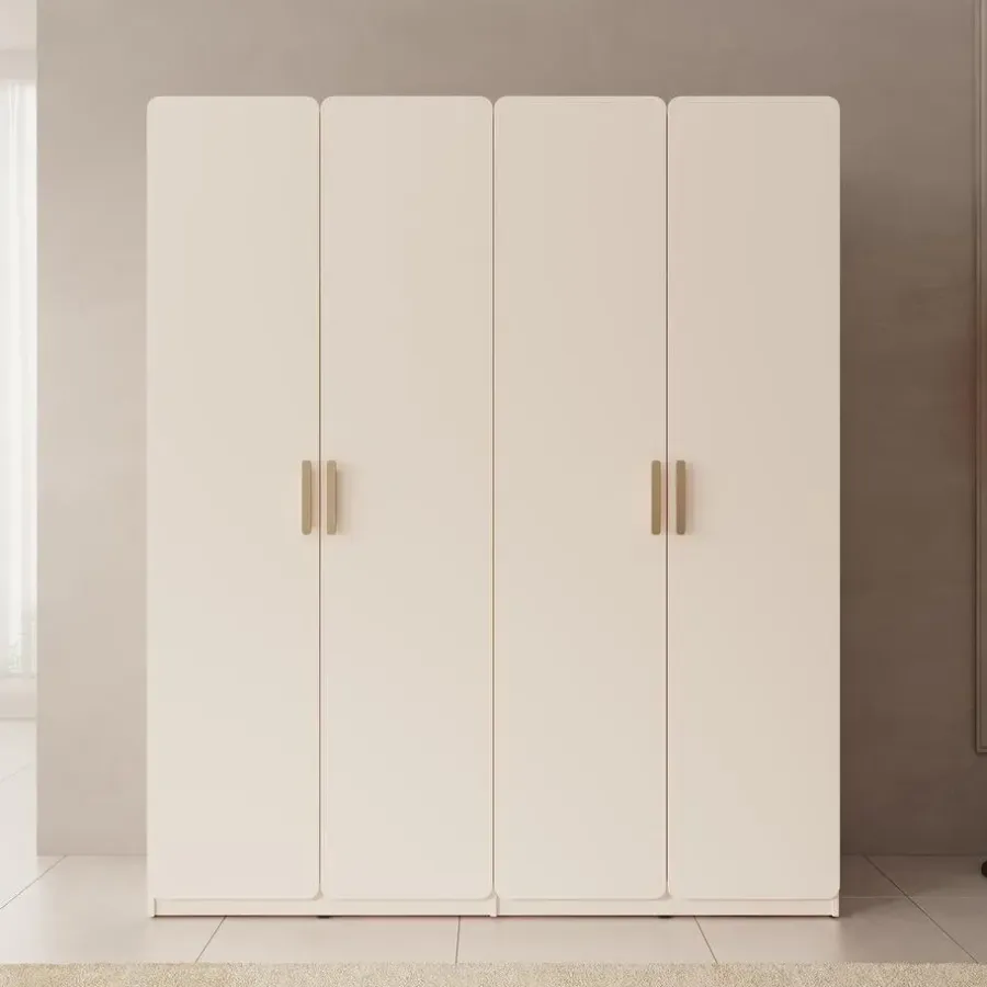 Meubella - Luzon - Kledingkast 4 deurs - Beige - 179x58x210 cm