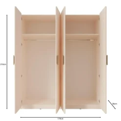 Meubella - Luzon - Kledingkast 4 deurs - Beige - 179x58x210 cm