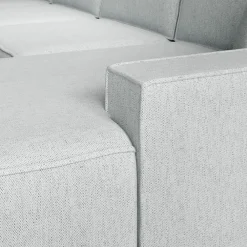 Meubella - Manolo - Hoekbank 5-zits met chaise longue - Stof grijs - Rechts