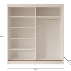 Schuifdeurkasten-Meubella - Moniq - Kledingkast met schuifdeuren - Wit - 200x65x215 cm