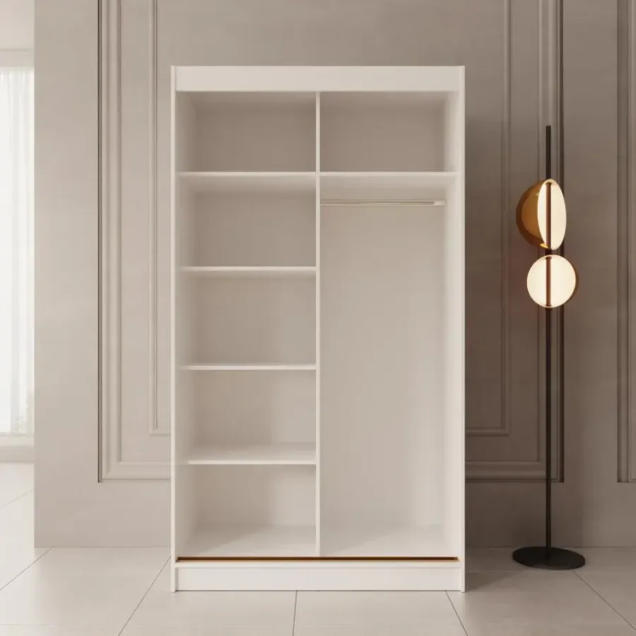 Schuifdeurkasten-Meubella - Moniq - Kledingkast met 2 schuifdeuren - Wit - 120x65x215 cm