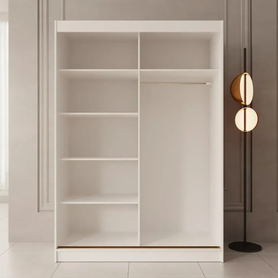 Schuifdeurkasten-Meubella - Moniq - Kledingkast met schuifdeuren - Wit - 150x65x215 cm