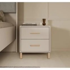 Meubella - Nachtkastje Bahia - Beige - 48 cm - 2 lades