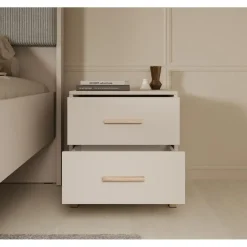 Meubella - Nachtkastje Bahia - Beige - 48 cm - 2 lades