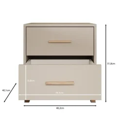 Meubella - Nachtkastje Bahia - Beige - 48 cm - 2 lades