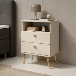 Nachtkastjes|Nachtkastjes-Meubella - Nachtkastje Hidde - Beige - 50 cm