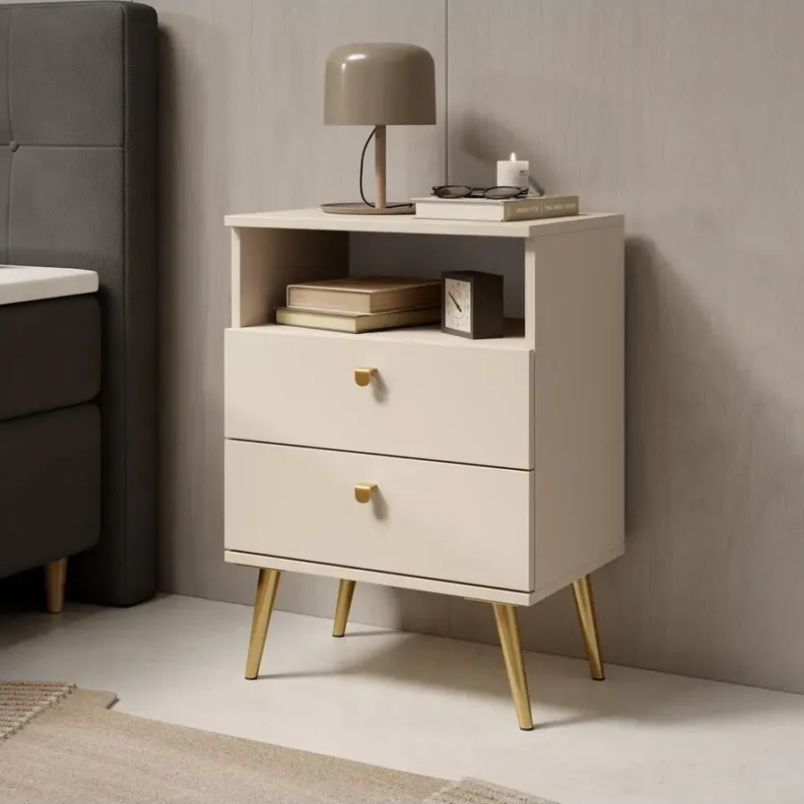 Nachtkastjes|Nachtkastjes-Meubella - Nachtkastje Hidde - Beige - 50 cm