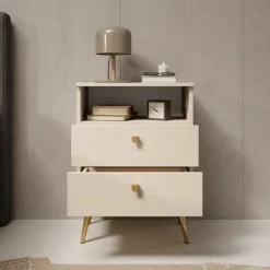Nachtkastjes|Nachtkastjes-Meubella - Nachtkastje Hidde - Beige - 50 cm