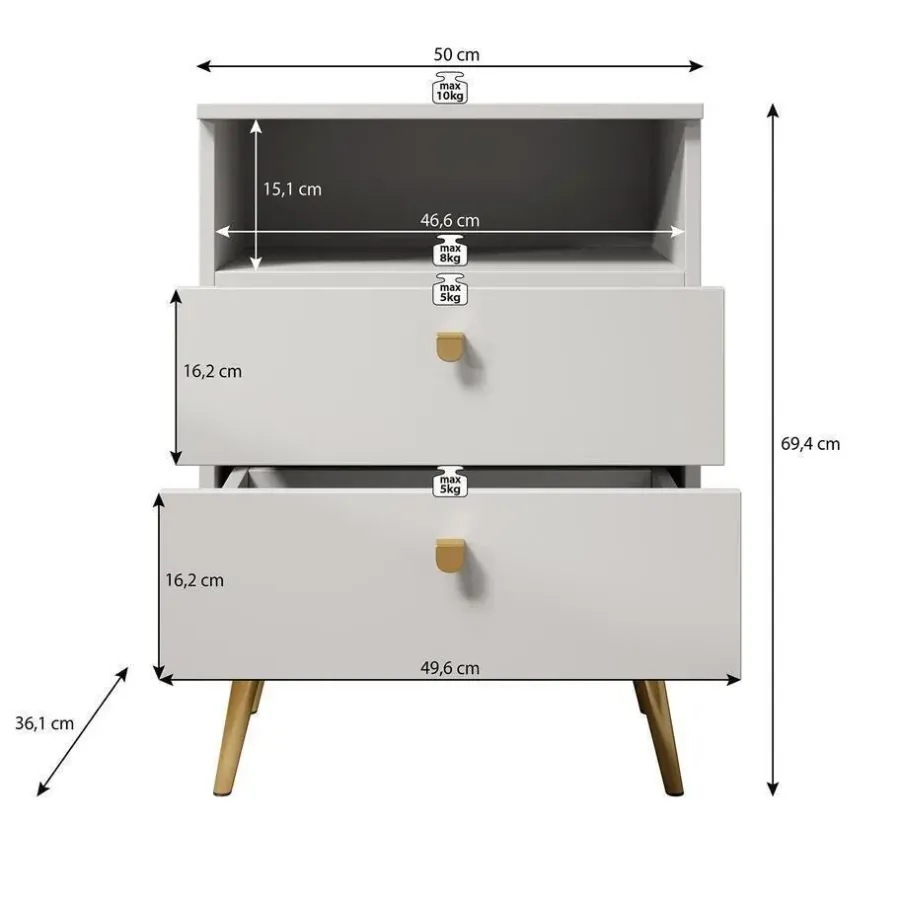 Nachtkastjes|Nachtkastjes-Meubella - Nachtkastje Hidde - Beige - 50 cm