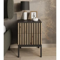Nachtkastjes|Nachtkastjes-Meubella - Nachtkastje Marbella - Zwart - 40 cm