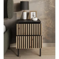 Nachtkastjes|Nachtkastjes-Meubella - Nachtkastje Marbella - Zwart - 40 cm