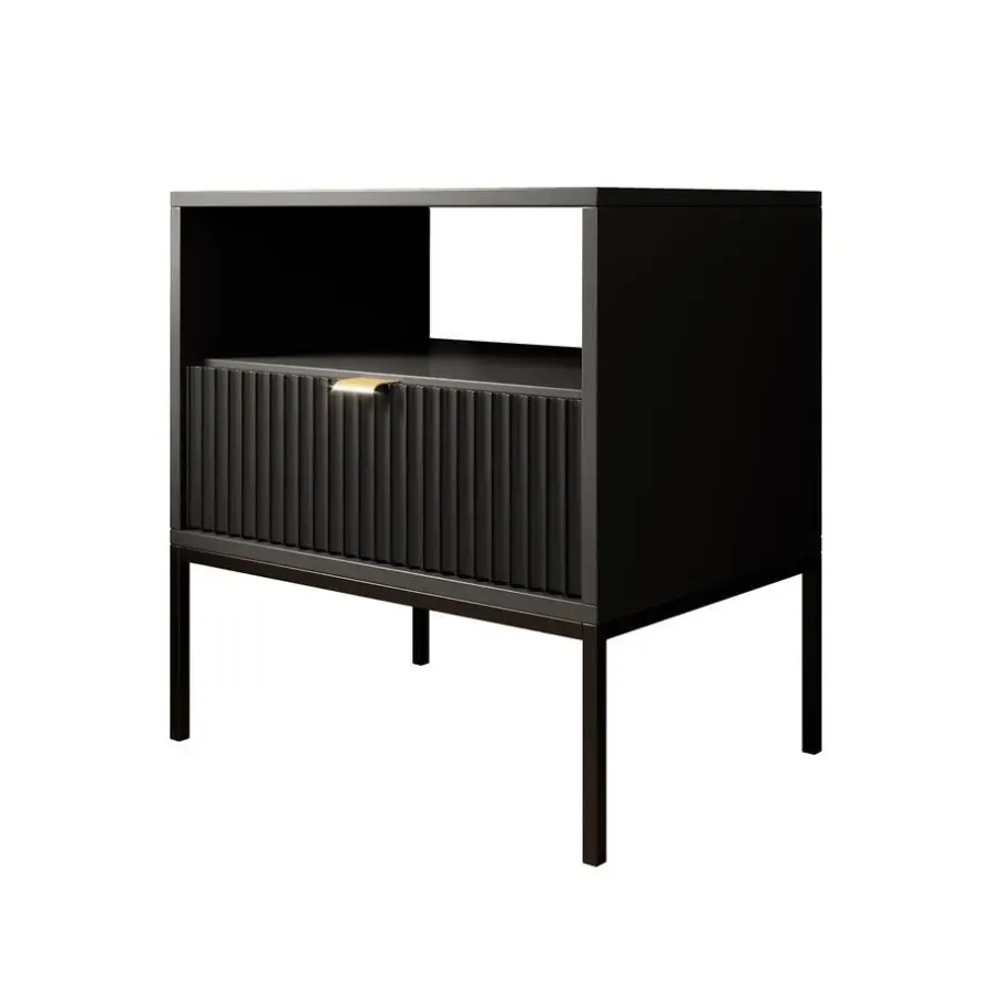 Meubella - Nachtkastje Navil - Zwart - 54 cm