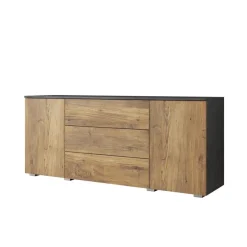 Dressoirs-Meubella - Pure - Dressoir - Eiken/Grijs - 150x39x68 cm