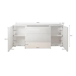 Dressoirs-Meubella - Pure - Dressoir - Eiken/Grijs - 150x39x68 cm