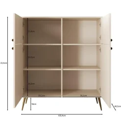 Meubella - Reunion - Dressoir - Beige - 105x41x122 cm