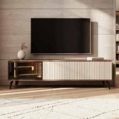 Tv Meubels-Meubella - Riverhead - TV-Meubel - Beige/Eiken - 180 cm